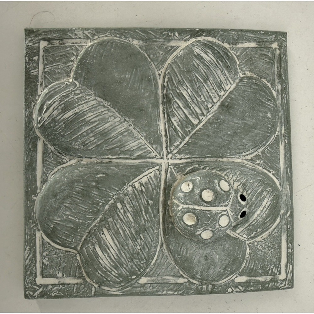 Isabel Bloom Concrete Wall Art Ladybug Flower Plaque Garden Decor 6 Inch